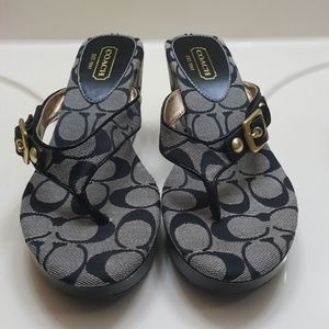 Coach black thong wedge sandal